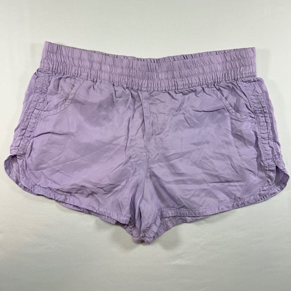 Athleta Womens Purple Athletic Shorts Elastic Waist Pockets Size Medium Lavender